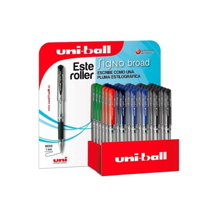 Uni-Ball - UNIBALL EXPOSITOR ROLLERBALL SIGNO BROAD UM-153/3D ROJO-NEGRO-AZUL-VERDE -36U-