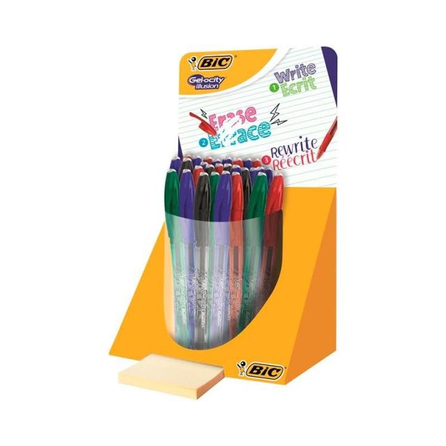 BIC - Gel-ocity illusion Bolígrafo de gel con tapa Negro, Azul, Verde, Rojo 28 pieza(s)