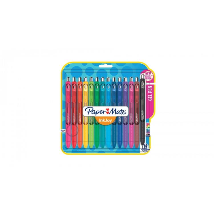 Papermate - InkJoy Bolígrafo de gel de punta retráctil Medio Colores surtidos 14 pieza(s)