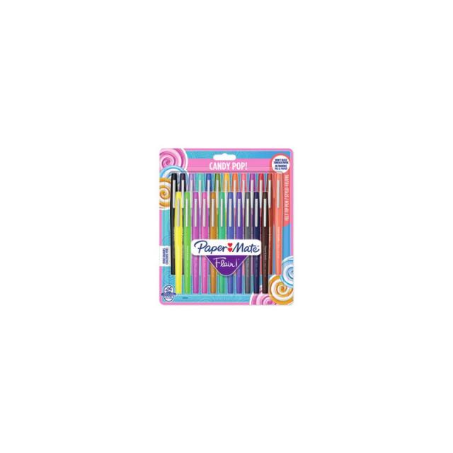 Papermate - Flair Candy Pop Bolígrafo de gel con tapa Medio Multicolor 24 pieza(s)