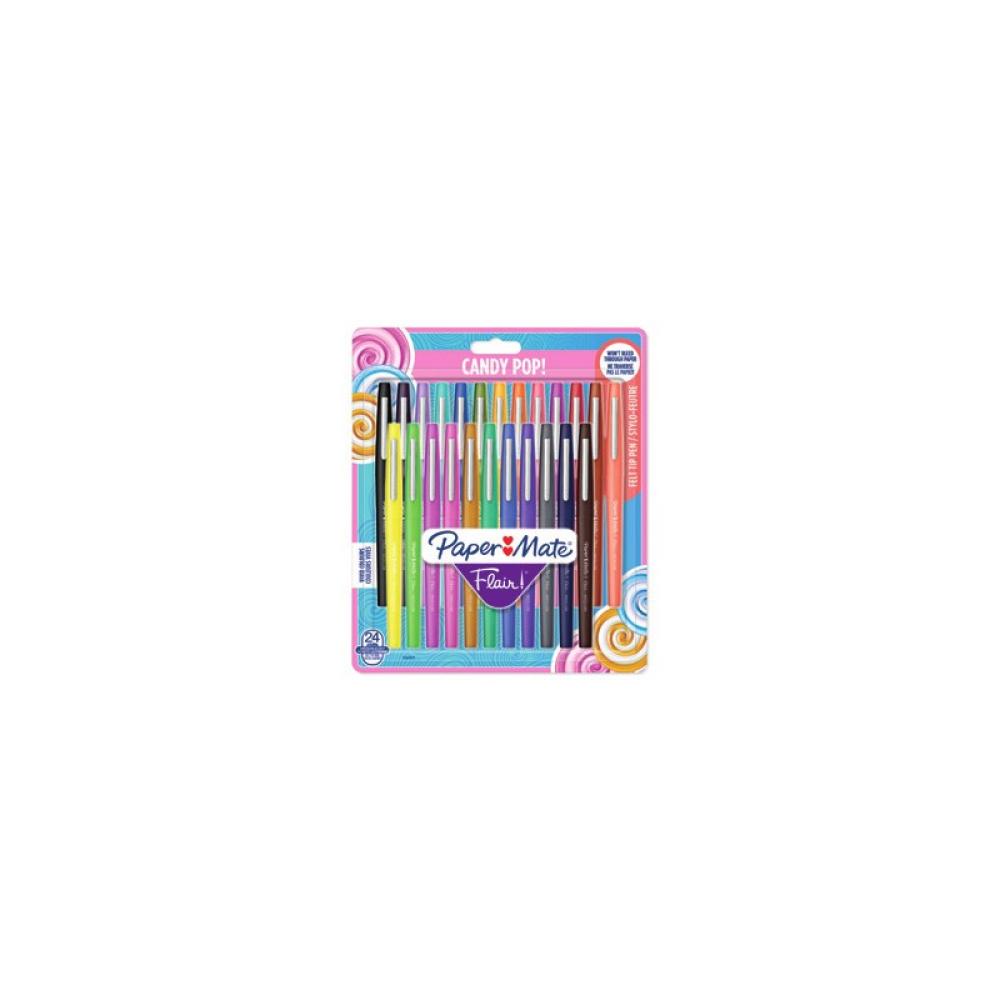 Papermate - Flair Candy Pop Bolígrafo de gel con tapa Medio Multicolor 24 pieza(s)