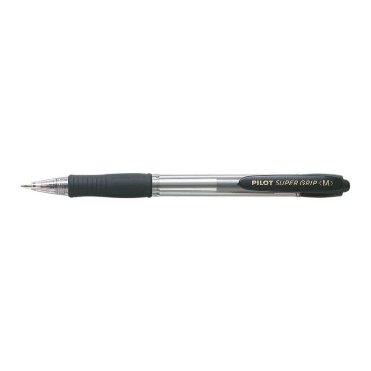 Pilot - Super Grip Medium Negro Bolígrafo de punta retráctil con pulsador Medio 1 pieza(s)