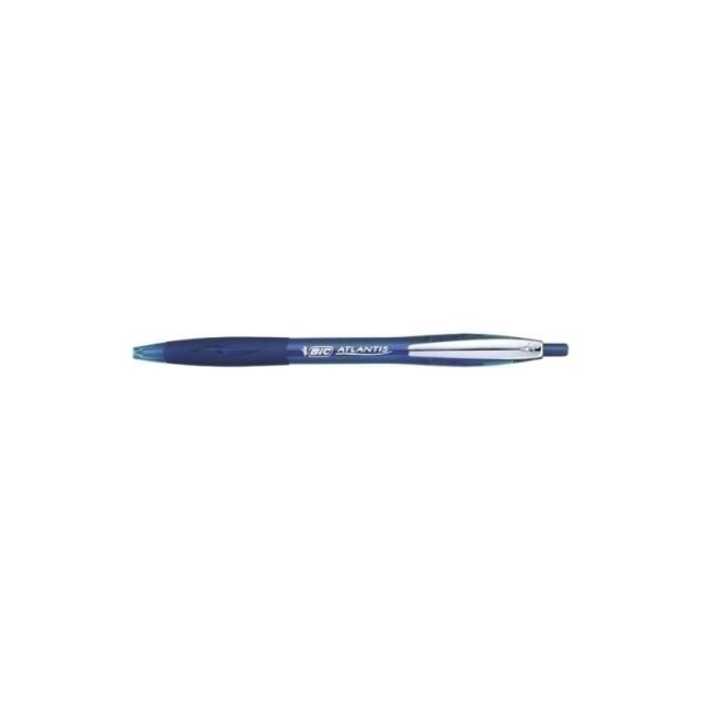 BIC - Atlantis Soft Azul Bolígrafo de punta retráctil con pulsador Medio 12 pieza(s)