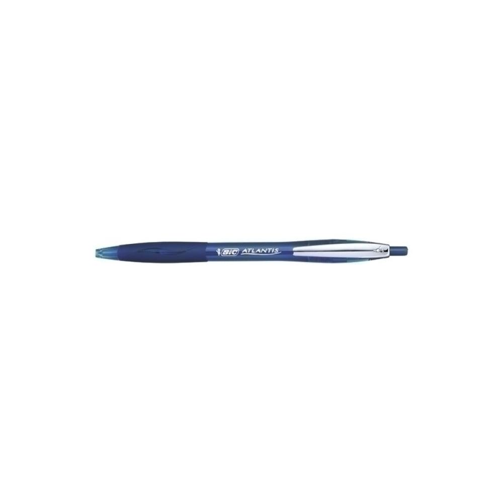 BIC - Atlantis Soft Azul Bolígrafo de punta retráctil con pulsador Medio 12 pieza(s)