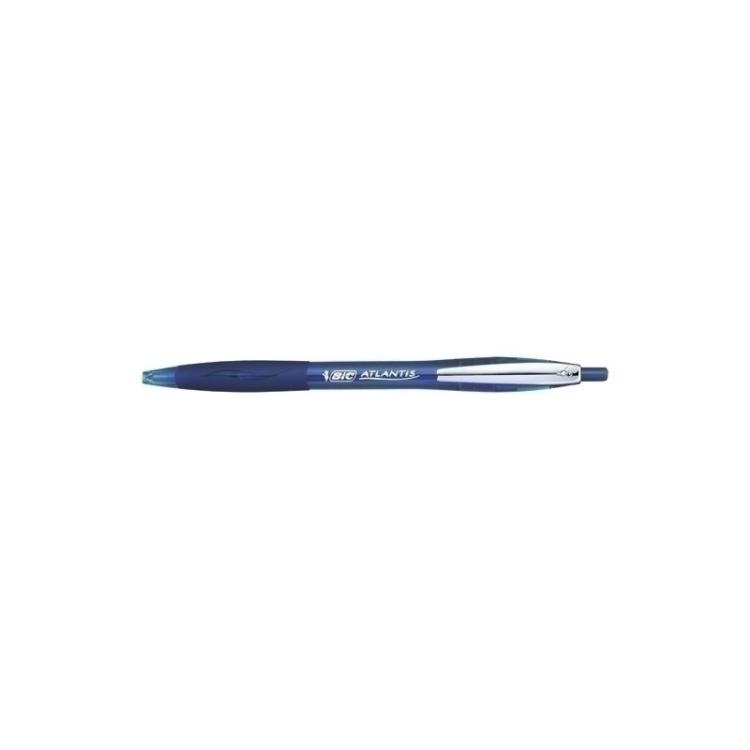 BIC - Atlantis Soft Azul Bolígrafo de punta retráctil con pulsador Medio 12 pieza(s)