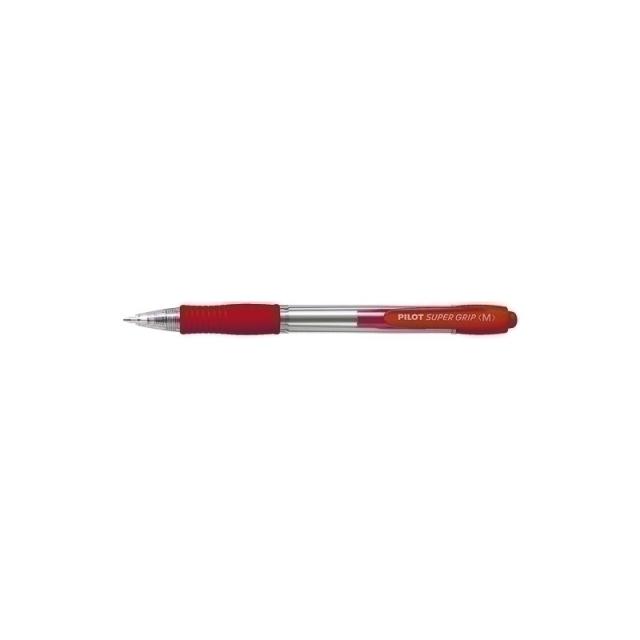 Pilot - SuperGrip M Rojo Bolígrafo de punta retráctil con pulsador Medio