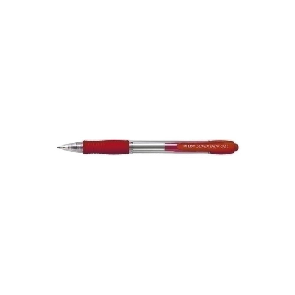 Pilot - SuperGrip M Rojo Bolígrafo de punta retráctil con pulsador Medio