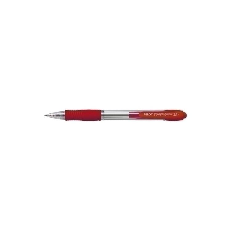 Pilot - SuperGrip M Rojo Bolígrafo de punta retráctil con pulsador Medio