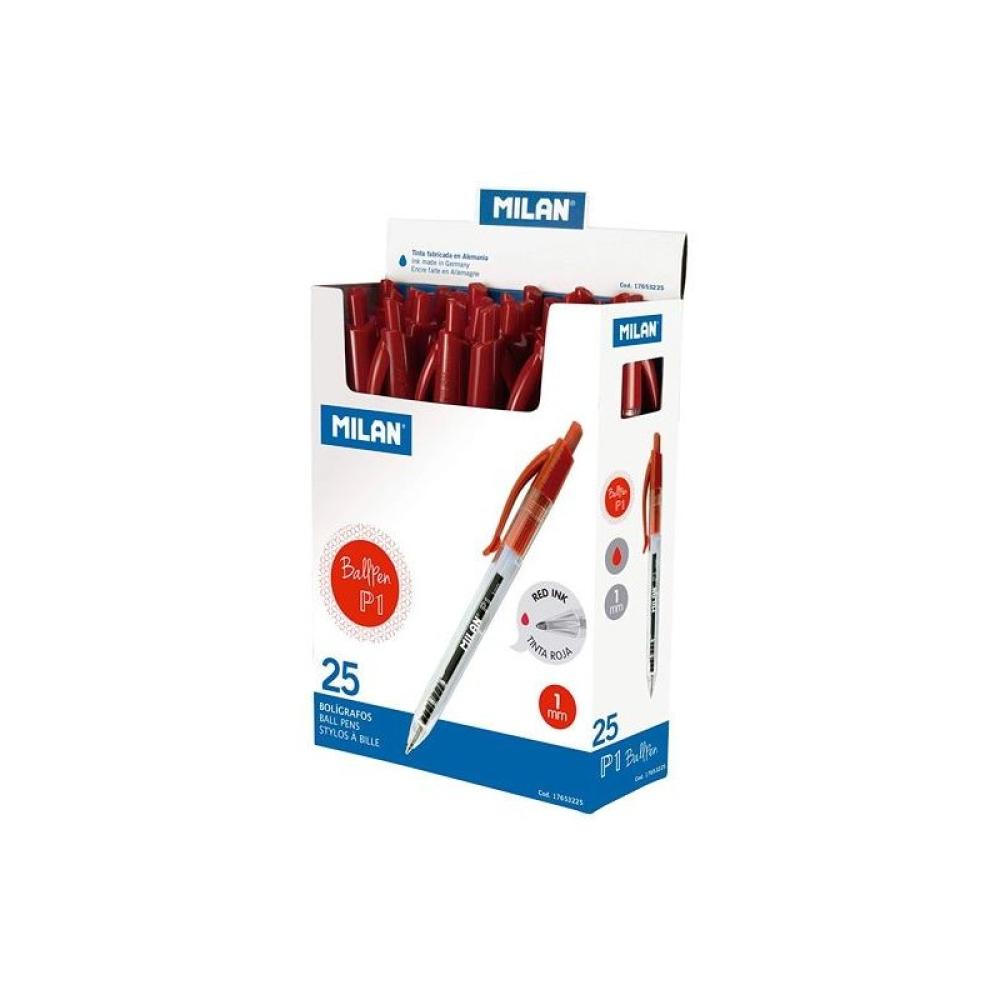 Milan - MILAN BOLÍGRAFO P1 CUERPO TRANSPARENTE ROJO -CAJA EXP 25U-