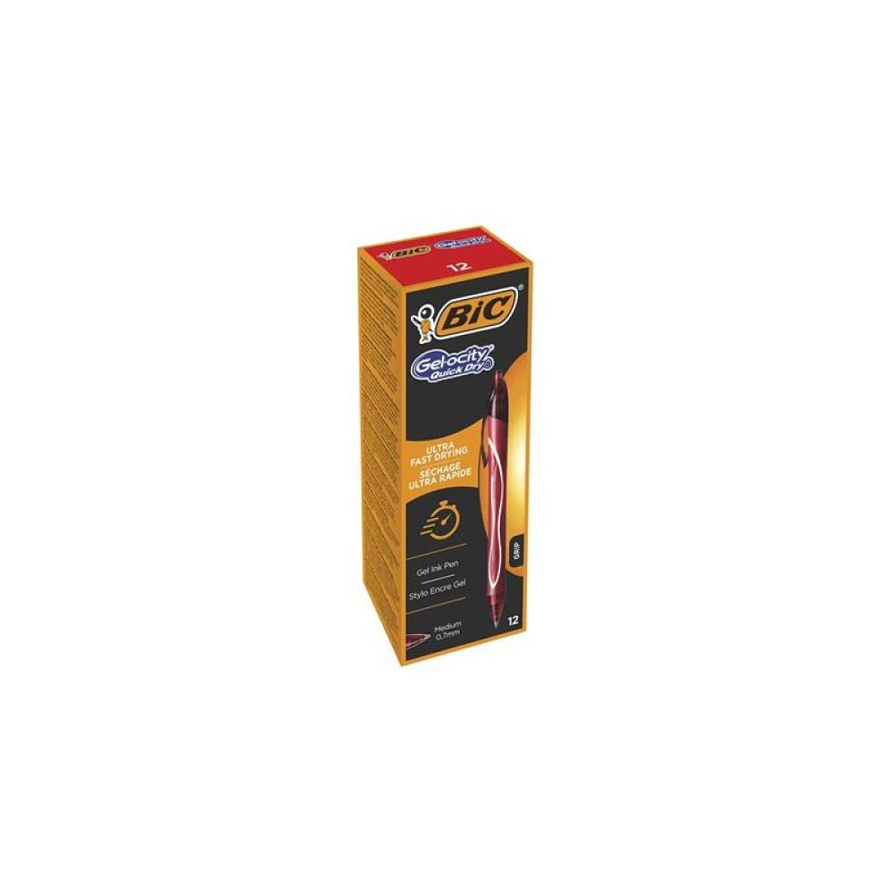 BIC - Gel-ocity Quick Dry Rojo Bolígrafo de punta retráctil con pulsador Medio 1 pieza(s) 949874