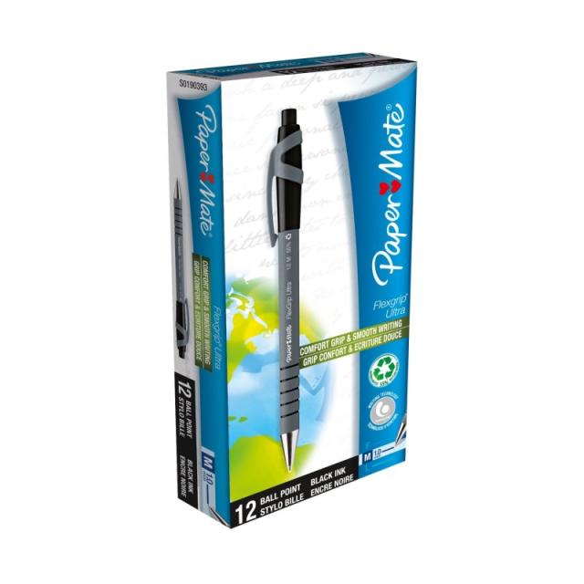 Papermate - FlexGrip Ultra RT Negro Bolígrafo de punta retráctil con pulsador Medio 1 pieza(s) S0190393