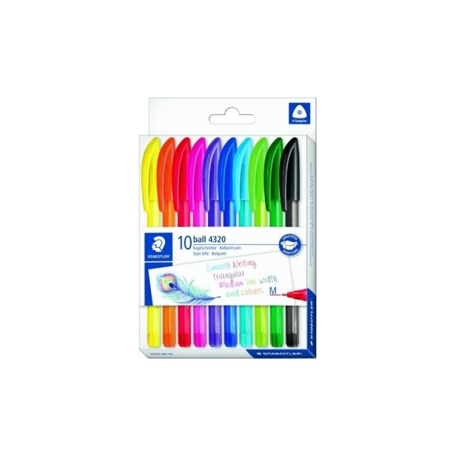Staedtler - Ball 4320 Multicolor Bolígrafo de punta retráctil con pulsador Medio 10 pieza(s)