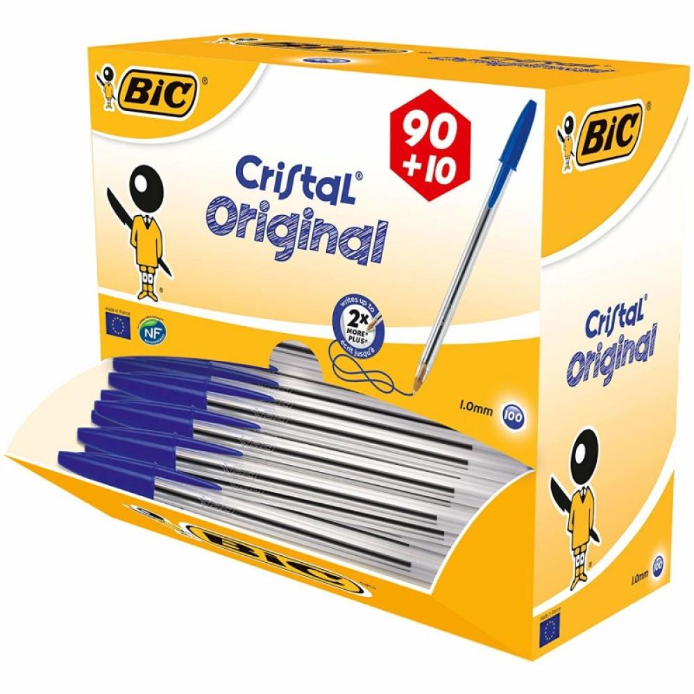 BIC - Cristal Azul Bolígrafo Medio 100 pieza(s)