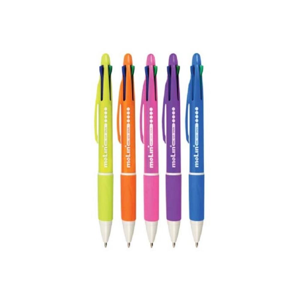 Molin - BMC120-25 bolígrafo Negro, Azul, Verde, Rojo Bolígrafo de punta retráctil con pulsador Fino 25 pieza(s)