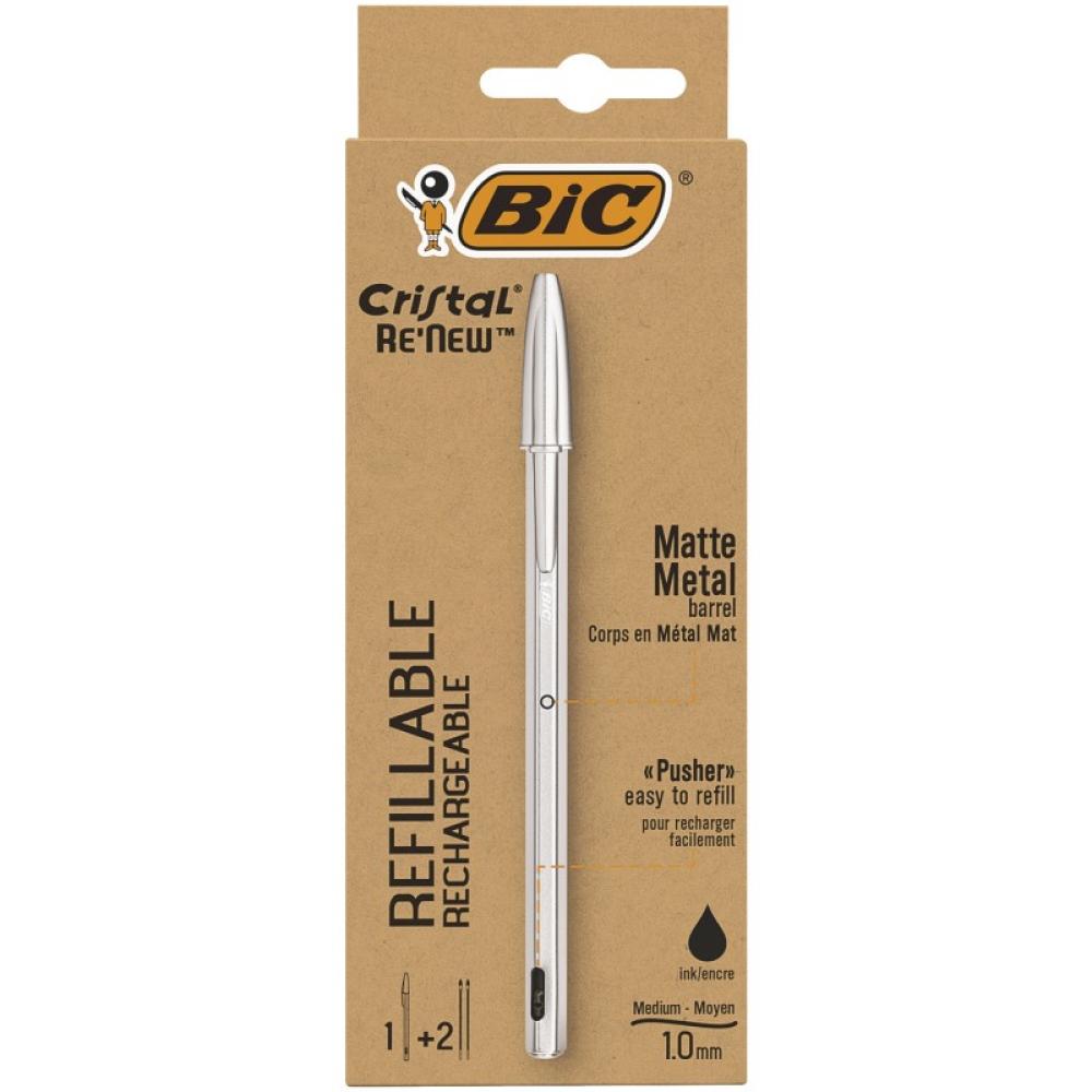 BIC - Cristal Renew Negro Bolígrafo 997201 - Pack de 3 unidades