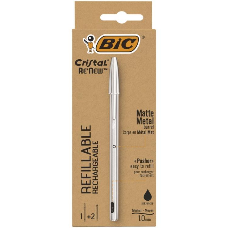 BIC - Cristal Renew Negro Bolígrafo 997201 - Pack de 3 unidades