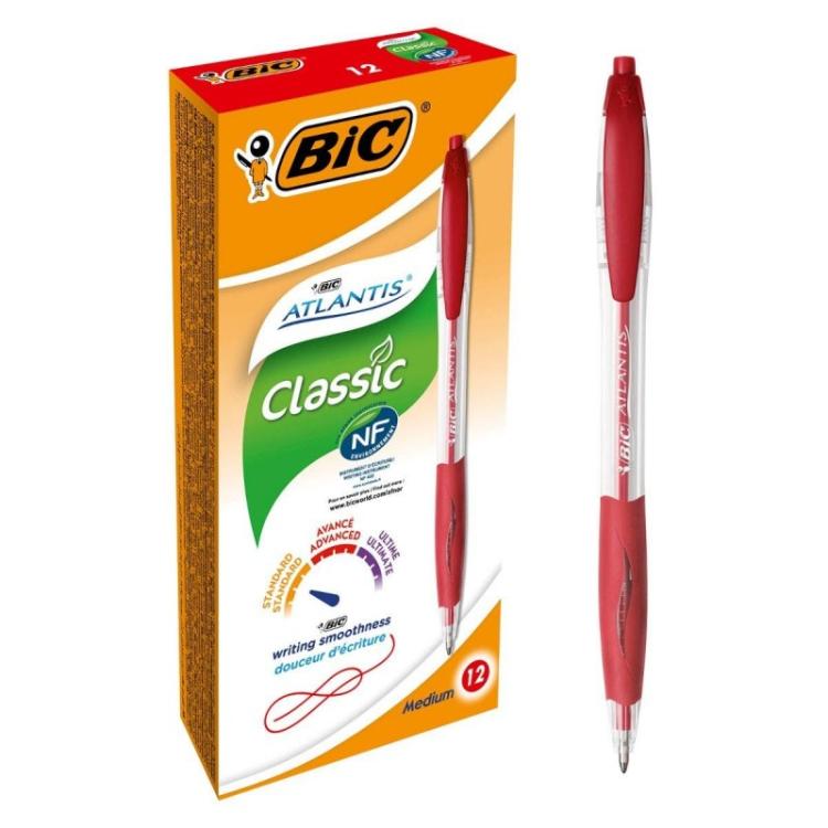 BIC - Atlantis Classic Rojo Bolígrafo de punta retráctil con mecanismo de giro Medio 1 pieza(s) 8871331