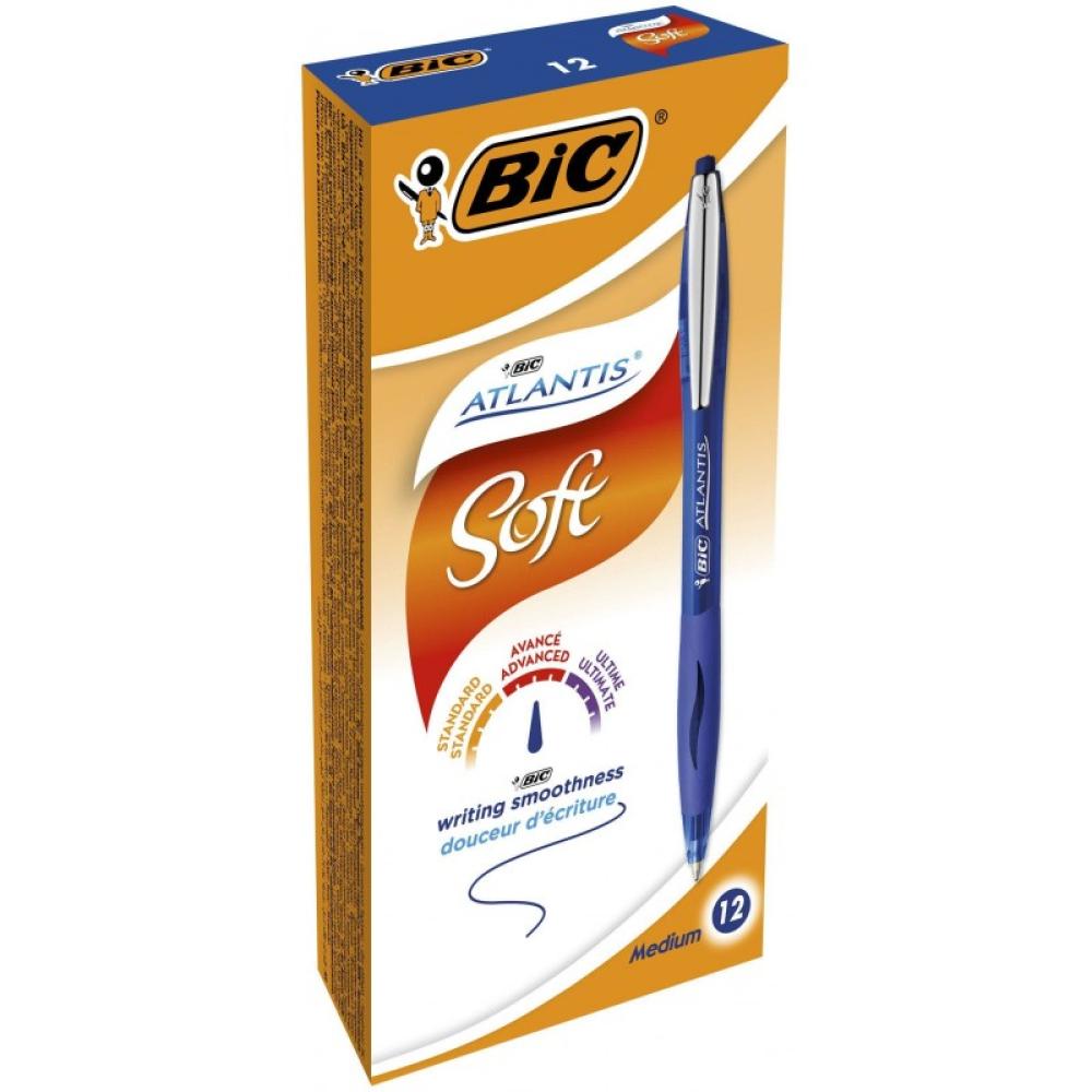 BIC - Atlantis Soft Azul Bolígrafo de punta retráctil con pulsador Medio 1 pieza(s) 9021322