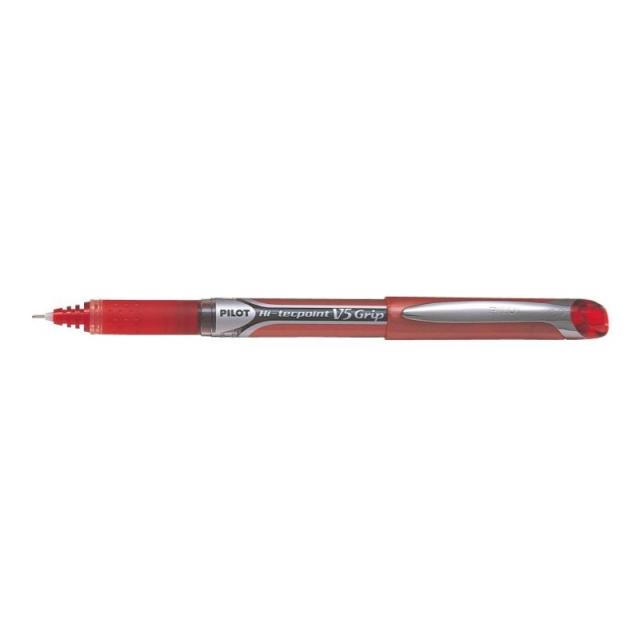 Pilot - Hi-Tecpoint V5 Grip Rojo Bolígrafo Fino BXGPN-V5-R - Pack de 12 unidades