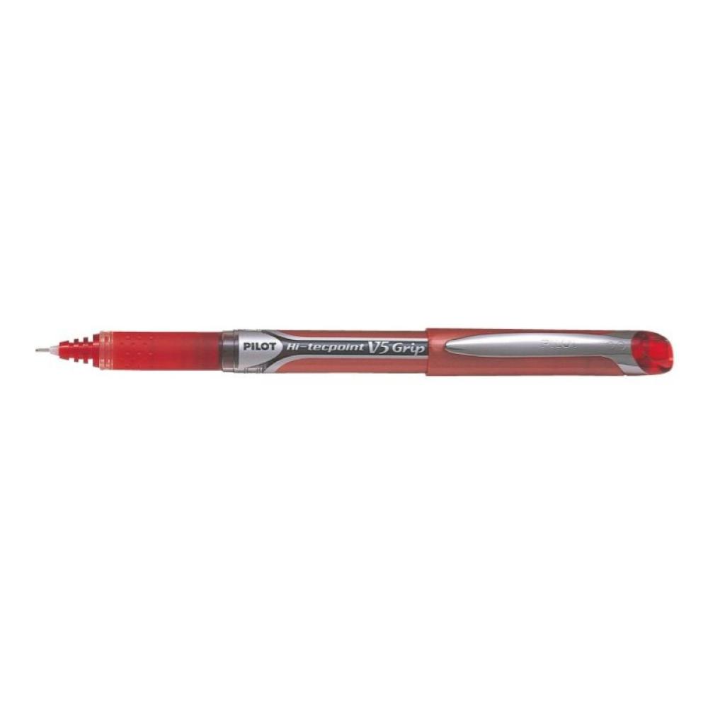 Pilot - Hi-Tecpoint V5 Grip Rojo Bolígrafo Fino BXGPN-V5-R - Pack de 12 unidades