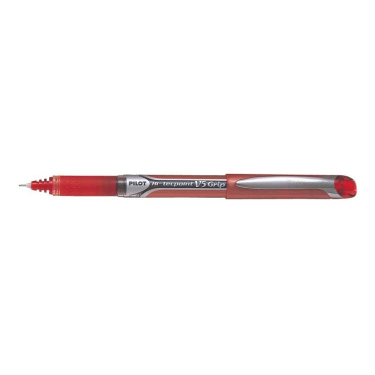 Pilot - Hi-Tecpoint V5 Grip Rojo Bolígrafo Fino BXGPN-V5-R - Pack de 12 unidades