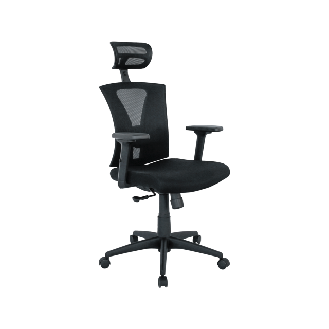 Sillón de oficina BRASILIA, ergonómico, syncro, malla negra, asiento tejido negro