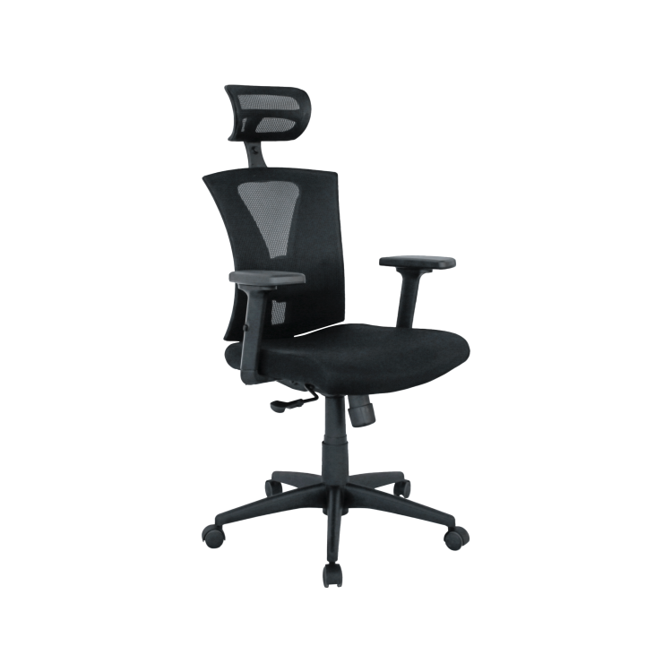 Sillón de oficina BRASILIA, ergonómico, syncro, malla negra, asiento tejido negro