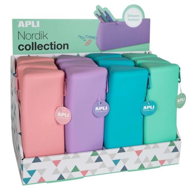 APLI - 18368 caja de lápices Azul, Verde, Mauve, Rosa