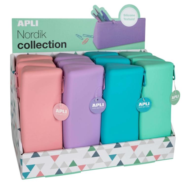 APLI - 18368 caja de lápices Azul, Verde, Mauve, Rosa
