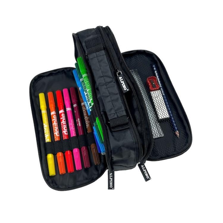 Alpino - UA000165 caja de lápices Estuche suave Negro, Multicolor