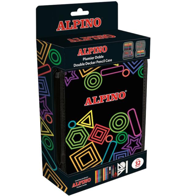 Alpino - UA000166 caja de lápices Estuche suave Negro, Multicolor