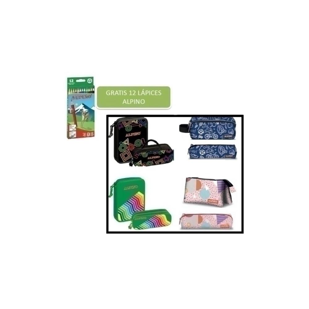 Alpino - ALPINO LOTE PROMOCIÓN ESTUCHES Y PLUMIERS SURTIDOS +REGALO 12 CAJAS LÁPICES REF. AL010654 - Color no elegible