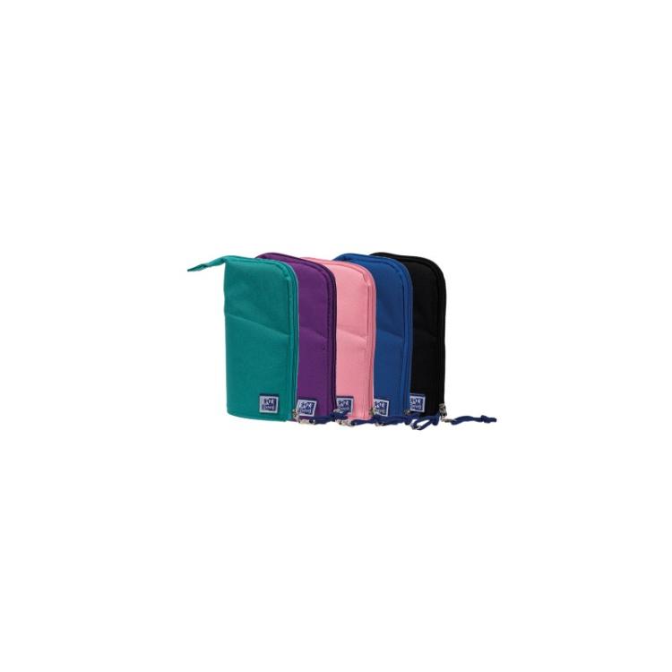 Oxford - 400174354 caja de lápices Estuche suave Poliéster Negro, Lila, Color menta, Marina, Rosa - Pack de 12 unidades
