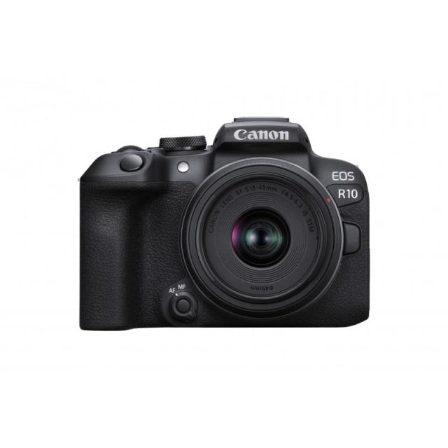 Canon - EOS R10 + RF-S 18-45mm F4.5-6.3 IS STM MILC 24,2 MP CMOS 6000 x 4000 Pixeles Negro