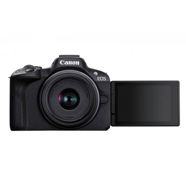 Canon - EOS R50, Black + RF-S 18-45mm F4.5-6.3 IS STM Kit MILC 24,2 MP CMOS 6000 x 4000 Pixeles Negro