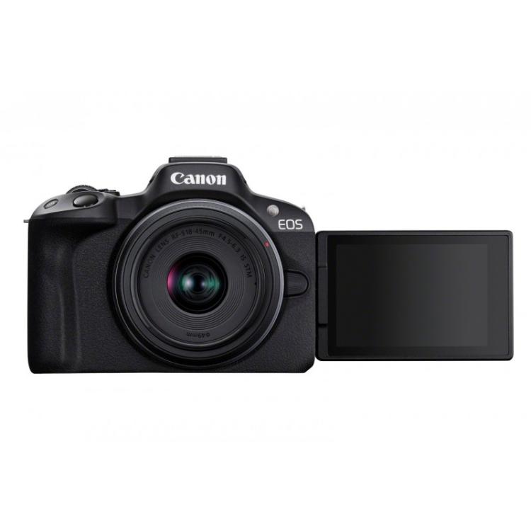 Canon - EOS R50, Black + RF-S 18-45mm F4.5-6.3 IS STM Kit MILC 24,2 MP CMOS 6000 x 4000 Pixeles Negro