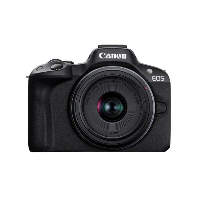 Canon - EOS R50, Black + RF-S 18-45mm F4.5-6.3 IS STM Kit MILC 24,2 MP CMOS 6000 x 4000 Pixeles Negro