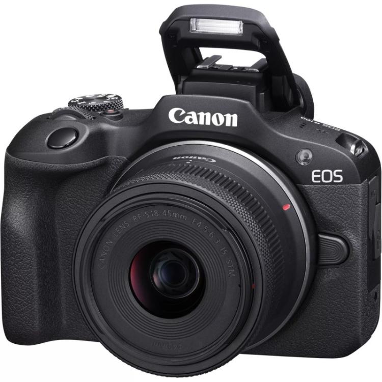 Canon - EOS R100 + RF-S 18-45mm F4.5-6.3 IS STM Kit MILC 24,1 MP CMOS 6000 x 4000 Pixeles Negro