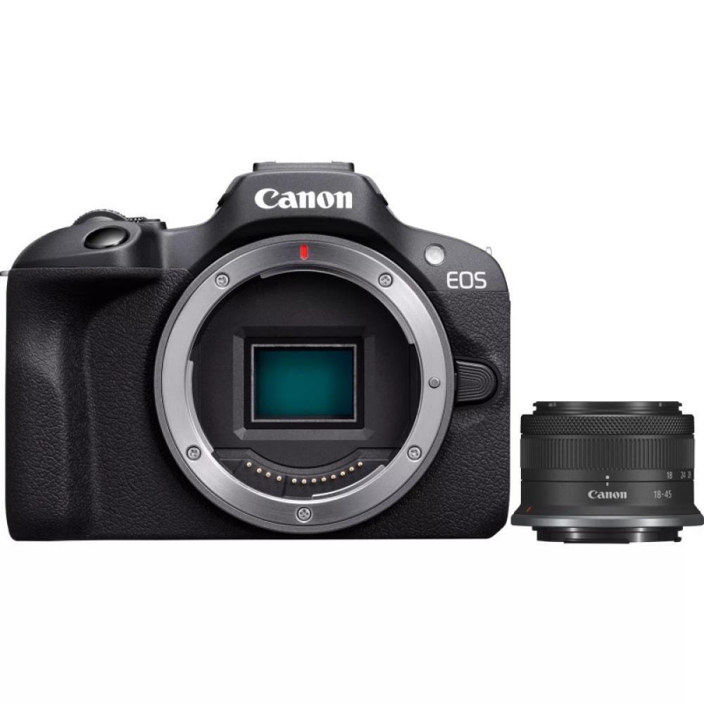 Canon - EOS R100 + RF-S 18-45mm F4.5-6.3 IS STM Kit MILC 24,1 MP CMOS 6000 x 4000 Pixeles Negro