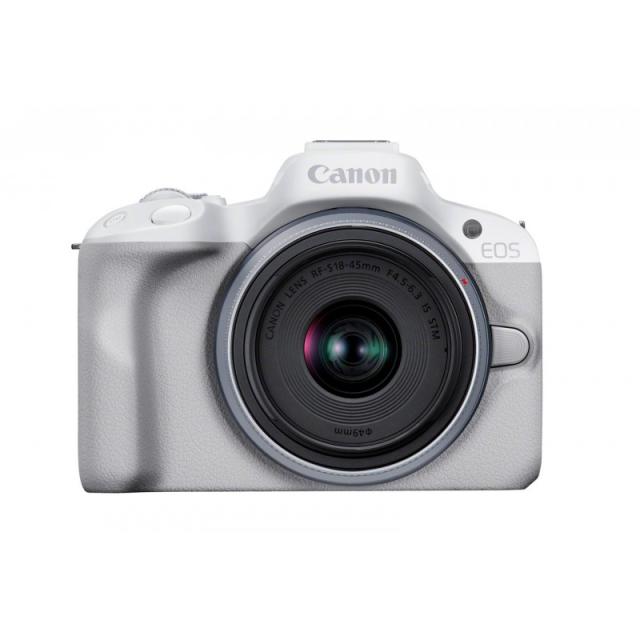 Canon - EOS R50, White + RF-S 18-45mm F4.5-6.3 IS STM Kit MILC 24,2 MP CMOS 6000 x 4000 Pixeles Blanco