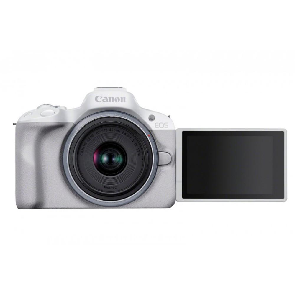 Canon - EOS R50, White + RF-S 18-45mm F4.5-6.3 IS STM Kit MILC 24,2 MP CMOS 6000 x 4000 Pixeles Blanco