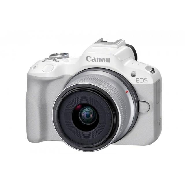 Canon - EOS R50, White + RF-S 18-45mm F4.5-6.3 IS STM Kit MILC 24,2 MP CMOS 6000 x 4000 Pixeles Blanco