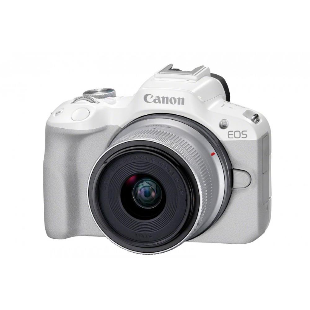 Canon - EOS R50, White + RF-S 18-45mm F4.5-6.3 IS STM Kit MILC 24,2 MP CMOS 6000 x 4000 Pixeles Blanco