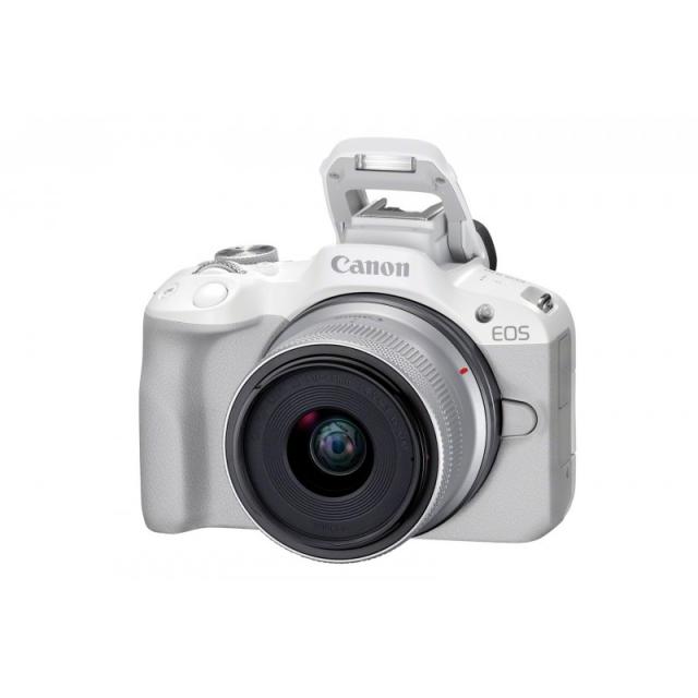 Canon - EOS R50, White + RF-S 18-45mm F4.5-6.3 IS STM Kit MILC 24,2 MP CMOS 6000 x 4000 Pixeles Blanco
