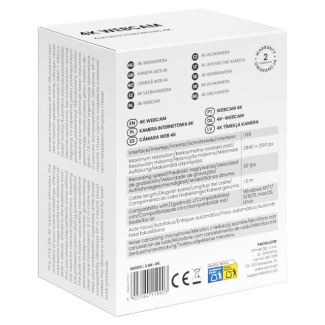 Savio - Cámara web 4K CAK-06