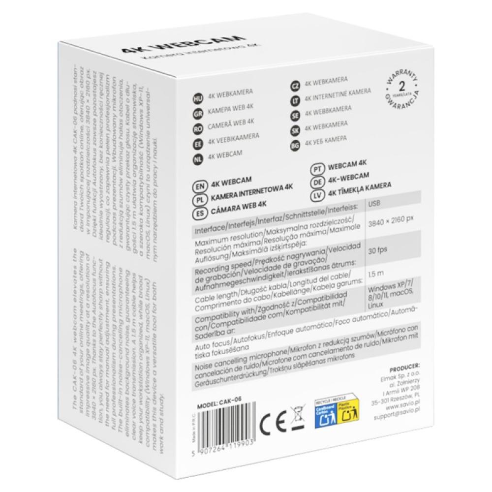 Savio - Cámara web 4K CAK-06