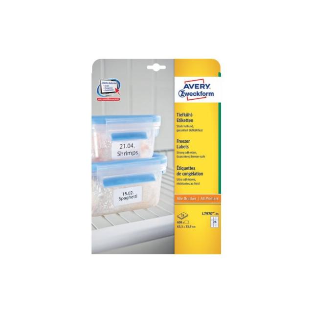 Avery - L7970-25 etiqueta autoadhesiva Rectángulo redondeado Blanco 600 pieza(s)