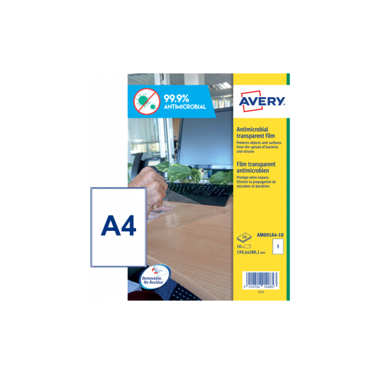 Avery - AM001A4 etiqueta autoadhesiva Rectángulo Desmontable Transparente 10 pieza(s)