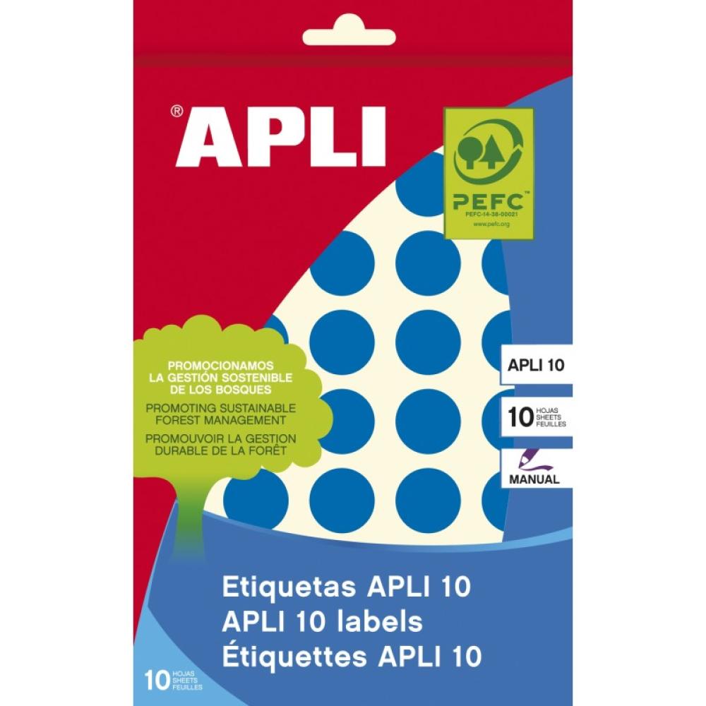 APLI - 02743 etiqueta autoadhesiva Alrededor Desmontable Azul 320 pieza(s)