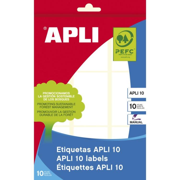 APLI - 01650 etiqueta autoadhesiva Rectángulo Permanente Blanco 90 pieza(s)